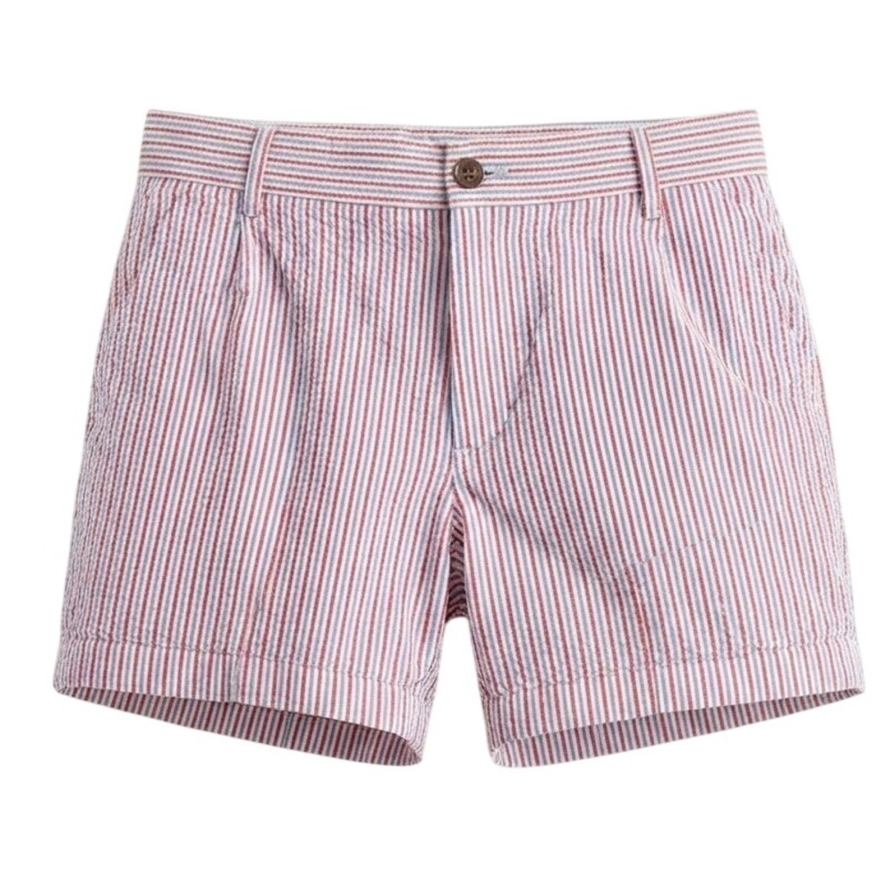 Southern Proper Mens Medium Seersucker Shorts Red Blue White Striped Preppy Dog